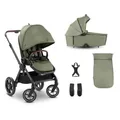Produktbild: hauck Comfort N Care Set, Olive - 2in1 Kinderwagen mit Gummireifen, Wanne mit Memory Knöpfe ab Geburt, Wendbarer Sitz mit Beindecke & Liegefunktion bis 22 kg, Höhenverstellbar, inkl. Autositz Adapter