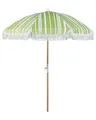 Produktbild: Beliani Sonnenschirm mit Volant Regenschutz Holzmast grün rund ⌀ 150 cm Boho Mondello