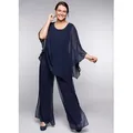 Produktbild: Longbluse SHEEGO, Damen, Gr. 54, blau (marine), 100% Polyester, unifarben, Rundhals, Blusen Longbluse