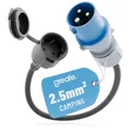 Produktbild: greate 16A CEE Adapter Schuko Kupplung - Adapter CEE Stecker Kupplung 230V mit 50 cm Kabellänge & IP44 Schutz - Adapter Camping auf Schuko, Camping Stecker, Strom für Camping CEE Adapter