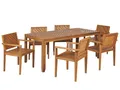 Produktbild: Gartenmöbel Set Akazienholz hellbraun Tisch 180 x 90 cm mit 6 Stühlen Baratti