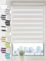 Produktbild: Sonello Doppelrollo Klemmfix ohne Bohren Duo Rollo Klemmrollo Sonnenschutzrollo Fensterrollo für Fenster & Türen Zebrarollo Seitenzugrollo 85cm x 130cm Weiß