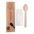 Produktbild: GRÄWE Holzlöffel mit Serviette, 100 Sets, nachhaltiges Besteckset