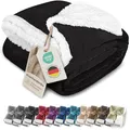 Produktbild: Gräfenstayn® Dicke Kuscheldecke flauschig & super weich - warme Sherpa-Fleecedecke in Lammfell-Optik als Wohndecke, Tagesdecke & Sofadecke - Überwurf Decke Sofa & Couch (Schwarz 200x150)