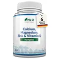 Produktbild: Calcium Magnesium Zink Hochdosiert - 365 Vegetarische Tabletten - 6 Monate - ...