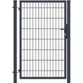 Produktbild: GEWA Gartentor Economy Einflügelig 1m Breit 1m Hoch Doppelstabmattentor Doppelstabmattenzaun RAL7016 Anthrazit Inkl. Pfosten und Zubehör