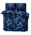 Produktbild: one-home Winter Bettwäsche 200x220 cm Sterne dunkel blau leuchtoptik Flausch Warme Fleece