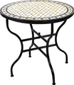 Produktbild: ORIGINAL Marokkanischer Mosaiktisch Gartentisch ø 80cm Groß rund klappbar | Runder klappbarer Mosaik Esstisch Mediterran | als Klapptisch für Balkon oder Garten | Giralda Weiss Gelb Blau 80cm