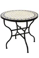 Produktbild: Marrakesch Orient & Mediterran Interior Gartentisch Marokkanischer Mosaiktisch Giralda Weiss Gelb Blau 80cm, Handarbeit, Handarbeit