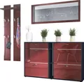 Produktbild: Vladon Garderoben-Set Orlando mit Schuhschrank, Germany, Wandpaneel und Wandspiegel, Schwarz matt/Bordeaux Hochglanz