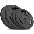 Produktbild: Hop-Sport Gusseisen Hantelscheiben Set 30 kg (2 x 5 kg, 2 x 10 kg) mit 31 mm Lochdurchmesser, ideal für Standard 30mm Langhantelstangen, Robuste Gewichtsscheiben für Fitness- und Krafttraining