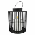 Produktbild: Laterne Metall schwarz für Außen matt mit LED Kerze warmweiß 6/18h Timer 15x18cm