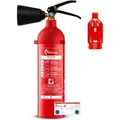 Produktbild: FireLoq 2kg Co2 Stahl Behälter Feuerlöscher 34B inkl. Prüfnachweis Wandhalter