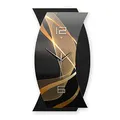 Produktbild: Kreative Feder 3D Designer-Wanduhr abstrakte Funkuhr 50x28cm Schwarz in modernem Metallic-Look ohne Tickgeräusche (Dynamic, leises Quarzuhrwerk)