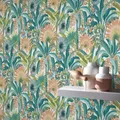 Produktbild: Vliestapete Dschungel Blätter Blumen Creme Türkis Orange 10390-18 (3,10€/1qm)