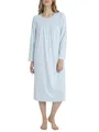Produktbild: CALIDA Soft Cotton Langarm-Nachthemd Damen, Länge 110cm, aus 100% Baumwolle, mit sanft glänzender Satin-Paspelierung
