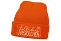 Produktbild: MoonWorks Strickmütze Damen Beanie mit Patch Hallöchen Aperölchen Strickmütze mit Spruch
