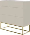 Produktbild: Selsey VELDIO - Kommode mit 3 Schubladen, Graubeige Taupe mit goldenem Metallgestell, 90 cm breit
