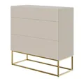 Produktbild: Selsey Kommode Schrank Aufbewahrungsschrank 90 cm Mit 3 Schubladen Graubeige Goldene Beine Veldio