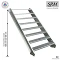 Produktbild: 8 Stufen Stahltreppe Breite 80 cm Geschosshöhe 120-160cm inkl. Zubehör - Silber