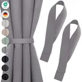 Produktbild: Blumtal Raffhalter für Vorhänge 2X - Vorhang Raffhalter 72x5 cm - waschbare Gardinenhalter Blickdicht - Raffhalter für Gardinen/Gardinen Raffhalter für Verdunkelungsvorhänge&Gardinenschals Dunkelgrau