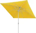 Produktbild: paramondo interpara Sonnenschirm, 3 x 3 m, quadratisch, gelb, Gestell, silber knickbar, Kurbelbedienung, Alu-Mast & Air Vent | Balkonschirm & Gartenschirm | Kurbelschirm