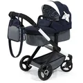 Produktbild: Bayer Design 17081AA Puppenwagen Xeo mit Tasche, höhenverstellbarer Griff, Schwenkschieber, wandelbar als Puppenjogger, bewegliche Vorderräder, i... - Blau
