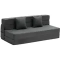 Produktbild: VEVOR 3 in 1 Klappsofa faltbares Schlafsofa mit 2 Kissen & waschbarem Bezug, umwandelbarer Schlafsessel aus 25D Memory Foam, Couch für Wohnzimmer Schlafzimmer, Dunkelgrau (Queen / 2060x1545x150mm)