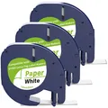 Produktbild: Etikettenband 3er Pack kompatibel mit Dymo LetraTag 12 mm x 4 m schwarz auf w...
