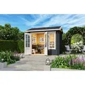 Produktbild: Lasita Holz-Gartenhaus Alex Mini Satteldach Carbongrau Lasiert 250 cm x 200 cm