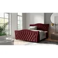 Produktbild: Fun Moebel - Boxspringbett Schlafzimmerbett Turhan 180x200cm Stoff Elisa Velvet Bordeauxrot