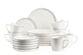 Produktbild: MÄSER, Serie Sita, Teller Set für 6 Personen, Essgeschirr aus weißem Porzellan mit schwarzem Rand, schlicht, elegant, Porzellan, weiß