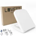 Produktbild: LUVETT® WC-Sitz Q500 inkl. 3 Edelstahl Montagelösungen & Absenkautomatik Softclose, Made in EU, antibakterielles Duroplast, Toilettendeckel abnehmbar, Form:Eckig