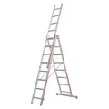 Produktbild: Mehrzweckleiter Hymer dreiteilig Walzprofil 3x8 Sprossen als Stehleiter, Stehleiter mit Aufsteckteil, Anlegeleiter 404724