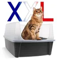 Produktbild: Iris Ohyama, XXL Katzenklo, Katzentoilette Hoher Rand, Grau, Großes Katzenklo, Abnehmbare Ränder, Auslaufschutz, Einfache Reinigung, Für Große Katzen, Zwei Katzen, Maine Coon, BPA-frei – CLH-XL
