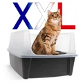 Produktbild: , XXL Katzenklo, Katzentoilette Hoher Rand, Grau, Großes Katzenklo, Abnehmbar...