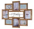 Produktbild: levandeo Bilderrahmen 68x56cm 8 Fotos Family 10x15 13x18 Echtholz Braun Fotorahmen Shabby Chic Vintage Collage Galerie Wohndeko Wanddeko