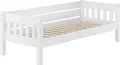 Produktbild: Weißes Couchbett Einzelbett 90x200 Massivholzbett Sofabett mit wählbarem Zubehör V-60.53-09WRollrost inkl.