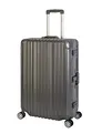 Produktbild: Travelhouse Reisekoffer Grau L 75cm – Trolley mit Aluminium-Rahmen, 4X 360° Rollen, 2X TSA Schloss, ohne Reißverschluss, Polycarbonat Hartschale, 100 Liter