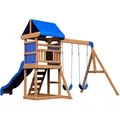 Produktbild: Ambia Garden Spielturm, Blau, Braun, Holz, Zeder, 270x230x310 cm, Outdoor Spielzeug, Spieltürme