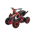 Produktbild: Actionbikes Motors Kinderquad Racer 1000, Pocket-Quad mit 1000 Watt Elektromotor, 3 Batterien, Stoßdämpfer, bis 24 km/h (Schwarz Rot)