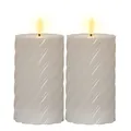 Produktbild: LED Kerzen Mit Timerfunktion - Stumpenkerzen Beige, Gedrehte 2er Set, Deko Mit Flackernder Flamme, Elektrisch