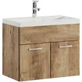 Produktbild: Badplaats - Badezimmer Badmöbel-set Montreal 01 60cm Waschbecken Eiche Kasta