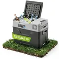 Produktbild: Belko® ArcticCore Kompressor Kühlbox 50L – elektrische Kühl- & Gefrierbox – 12/24V & 100–240V – große tragbare Camping Kühltruhe – grau - Grau