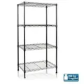 Produktbild: FLOORDIREKT Metallregal Rocky - Multifunktionales Ablagesystem aus pulverbeschichtetem Stahl - 4 Böden - 55 x 35 x 110 cm - Schwarz