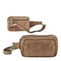 Produktbild: Greenburry Leder Bauchtasche braun Vintage Herren Damen Gürteltasche Hüfttasche