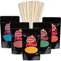 Produktbild: Zuckerwatte Zucker Set 5 x 200g Premium Aroma Zucker + 50 Stäbe Farbzucker für Zuckerwatte