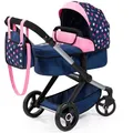 Produktbild: Bayer Design 17016AA Puppenwagen Xeo mit Tasche, höhenverstellbarer Griff, Schwenkschieber, wandelbar als Puppenjogger, bewegliche Vorderräder, integrierter Korb, Blau, Rosa, Weiß