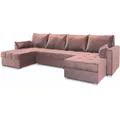 Produktbild: Masseno Ecksofa NAKO mit Schlaffunktion U-Form, Sofa mit Bettkasten, Wohnzimmersofa, Couch, Soffa, Bettsofa, Couchgarnitur- Rosa, Kronos 27