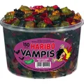Produktbild: 1 Dose Haribo Vampis 1200g Fruchtgummi mit Lakritz in Fledermaus-Form 150er